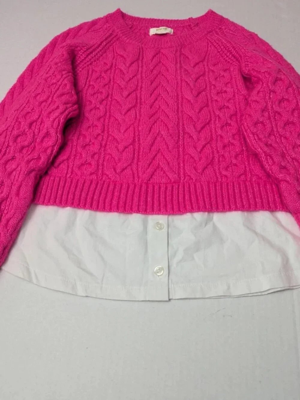 MAEVE by Anthropologie Cable Knit Hot Pink Sweater Women's Long Sleeve XL NWOT